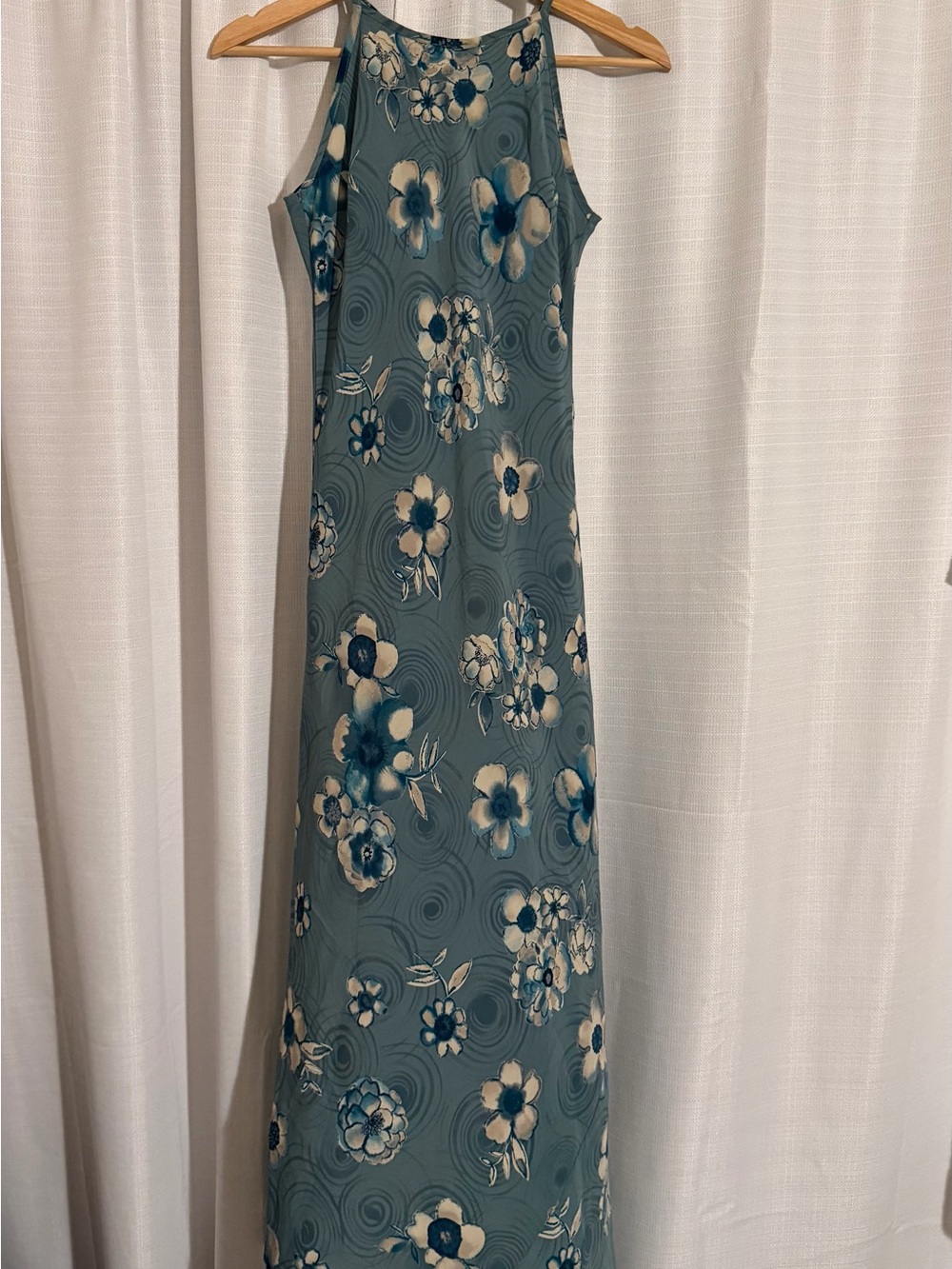 Vintage La Belle Teal Floral Maxi Dress